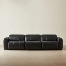 Kensley Black Leather 3-Seater Dual Electric Recliner