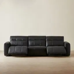 Kensley Black Leather 3-Seater Dual Electric Recliner