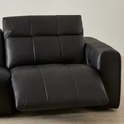 Kensley Black Leather 3-Seater Dual Electric Recliner