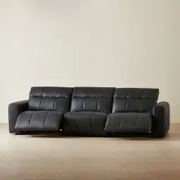 Kensley Black Leather 3-Seater Dual Electric Recliner