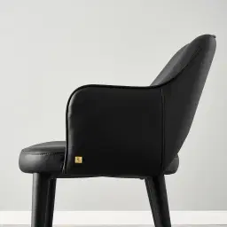Adrianna Black Vegan Leather Dining Chair
