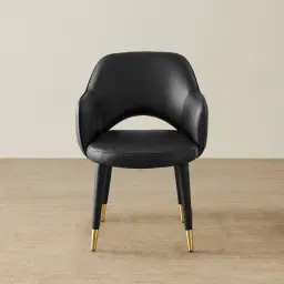 Adrianna Black Vegan Leather Dining Chair