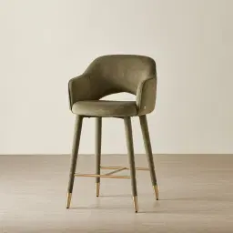 Adrianna Olive Green Velvet 67cm Counter Stool