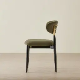 Amali Olive Green Velvet Dining Chair