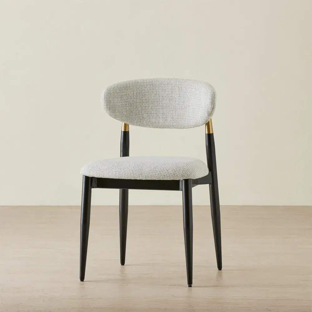 Amali Dove Grey Woven Fabric Dining Chair