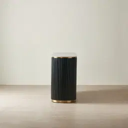 Archie Black Wooden 6-Drawer Dresser with White Sintered Stone Top