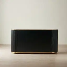 Archie Black Wooden 6-Drawer Dresser with White Sintered Stone Top