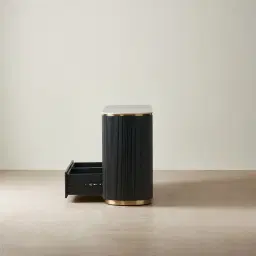 Archie Black Wooden 6-Drawer Dresser with White Sintered Stone Top