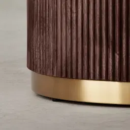 San Pierre Ebony Brown Ash Veneer Two-Leg Rectangular Dining Table with Travertine Finish Sintered Stone Top - 270x120cm