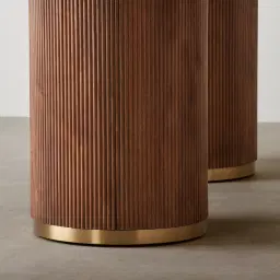 San Pierre Walnut Veneer Two-Leg Rectangular Dining Table with Travertine Finish Sintered Stone Top - 270x120cm