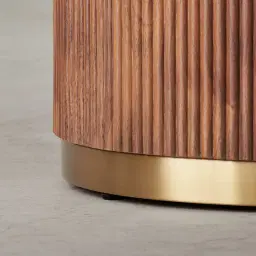 San Pierre Walnut Veneer Two-Leg Rectangular Dining Table with Travertine Finish Sintered Stone Top - 270x120cm