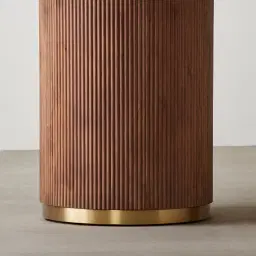 San Pierre Walnut Veneer Two-Leg Rectangular Dining Table with Travertine Finish Sintered Stone Top - 200x110cm