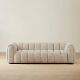 Gabriella Stone Cream 3-Seater Woven Fabric Sofa