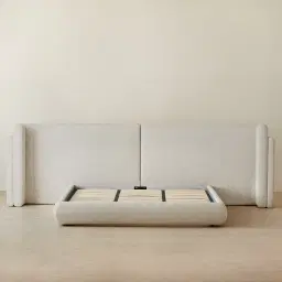 Clementine Dove Grey Woven Fabric King Bed