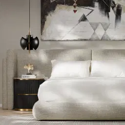 Clementine Dove Grey Woven Fabric King Bed