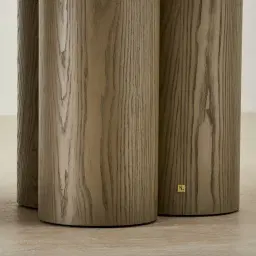 Terzetto Pandora Brown Sintered Stone Curved Dining Table - Medium Brown Wooden Legs 200x120cm