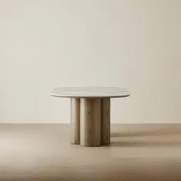 Terzetto Pandora Brown Sintered Stone Curved Dining Table - Medium Brown Wooden Legs 200x120cm