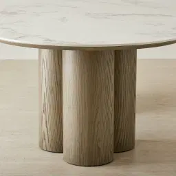 Terzetto Pandora Brown Sintered Stone Curved Dining Table - Medium Brown Wooden Legs 200x120cm
