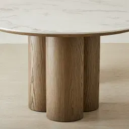 Terzetto Pandora Brown Sintered Stone Curved Dining Table - Medium Brown Wooden Legs 200x120cm