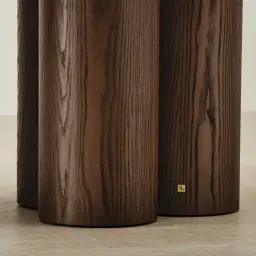 Terzetto Pandora Brown Sintered Stone Curved Dining Table - Dark Brown Ash Legs 200x120cm
