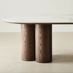 Terzetto Pandora Brown Sintered Stone Curved Dining Table - Dark Brown Ash Legs 200x120cm