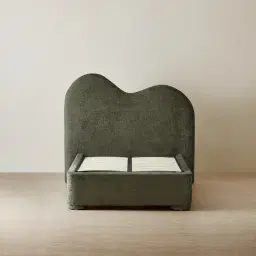 Poppy Green Chenille Fabric King Single Bed