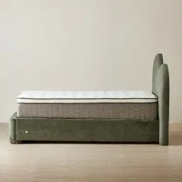 Poppy Green Chenille Fabric King Single Bed