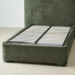 Poppy Green Chenille Fabric King Single Bed