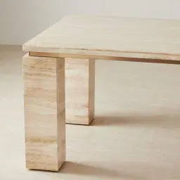 Monolith Natural Cream Travertine Dining Table