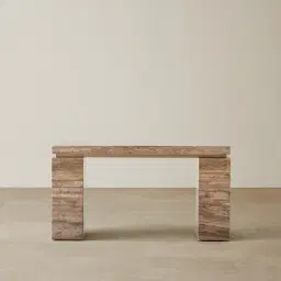 Monolith Natural Silver-Grey Travertine Console Table