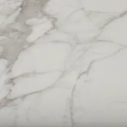 Archie Black Single-leg Console Table with Statuario White Sintered Stone Top