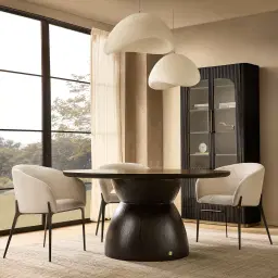 Xavier Black Wooden Round Dining Table