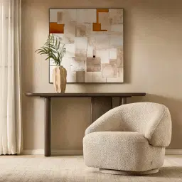 Verage Mid Beige Woven Fabric Swivel Occasional Chair