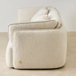 Marcela Atlas Cream 3-Seater Chenille Fabric Sofa