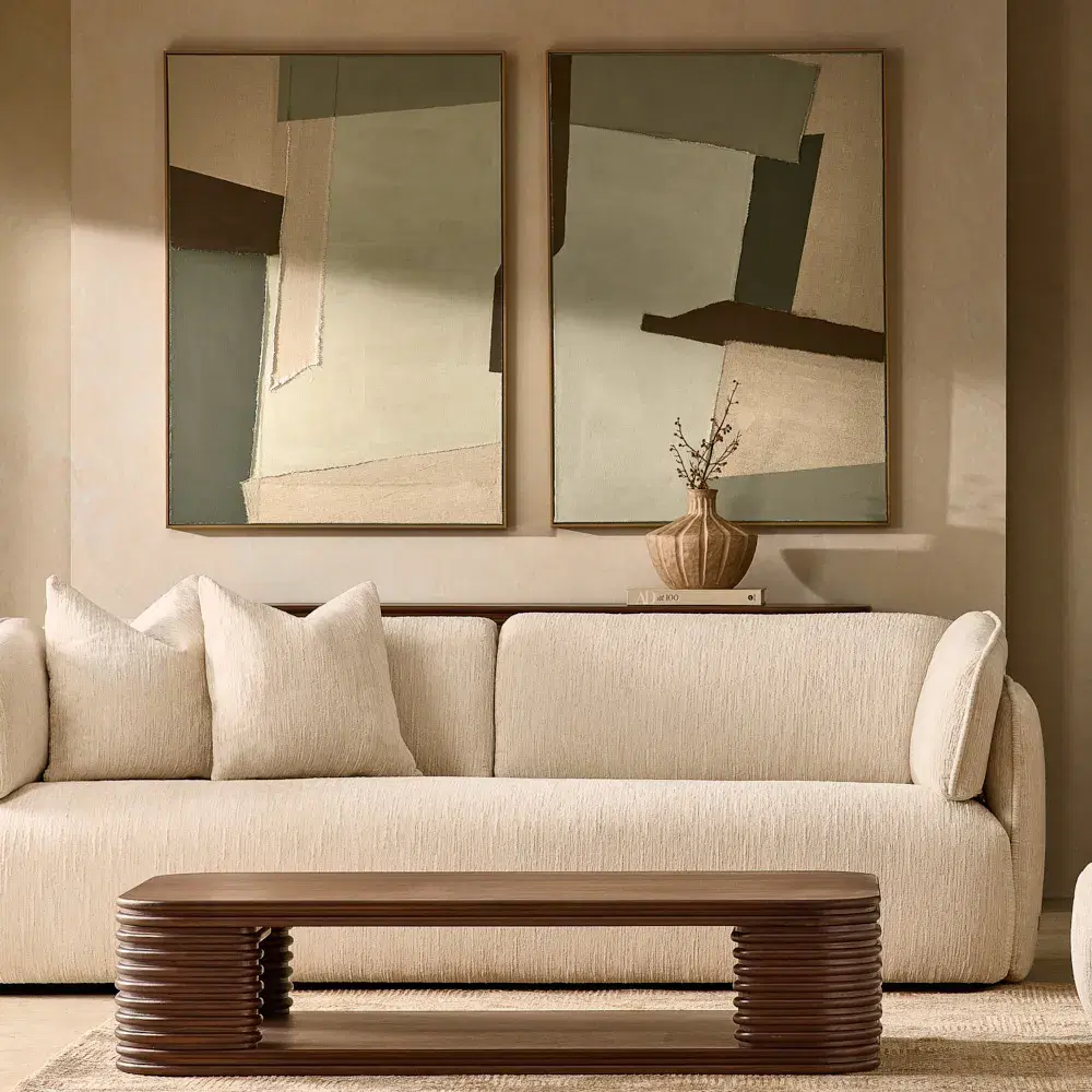 Marcela Atlas Cream 3-Seater Chenille Fabric Sofa