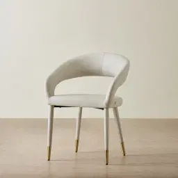 Moulin Glacier Grey Vegan Leather Dining Chair - Champagne Gold Legs