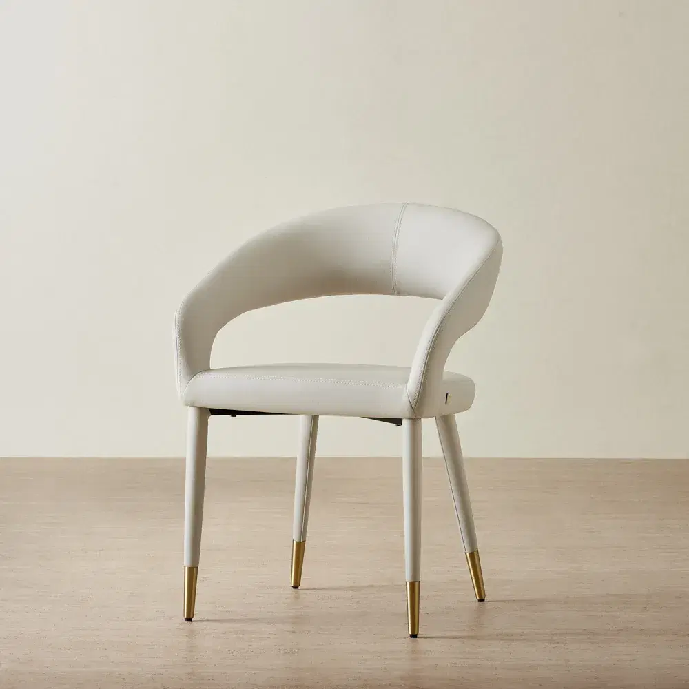 Moulin Glacier Grey Vegan Leather Dining Chair - Champagne Gold Legs