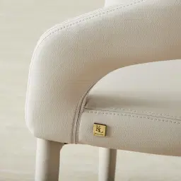 Moulin Glacier Grey Vegan Leather Dining Chair - Champagne Gold Legs