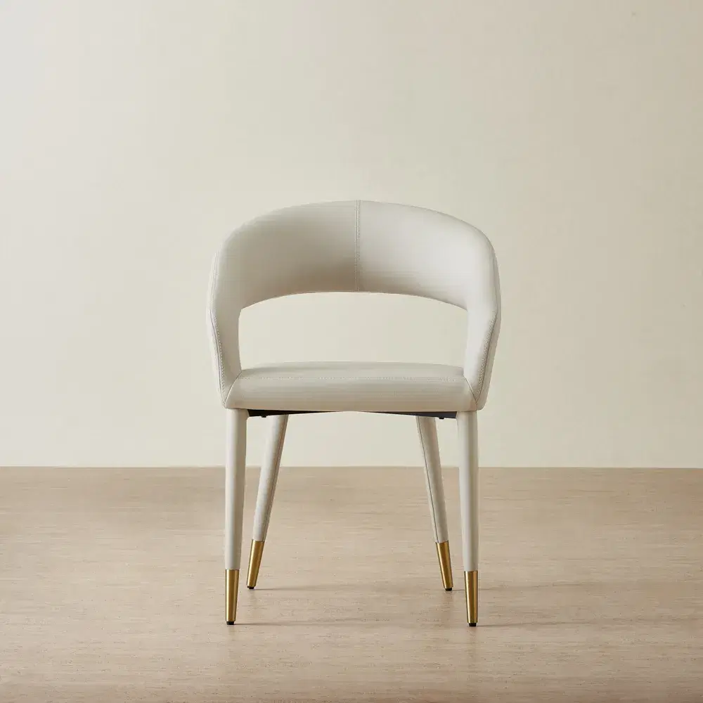 Moulin Glacier Grey Vegan Leather Dining Chair - Champagne Gold Legs