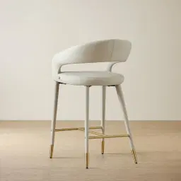 Moulin Glacier Grey Vegan Leather 66cm Counter Stool - Champagne Gold Legs