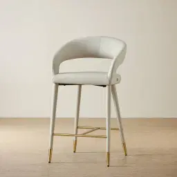Moulin Glacier Grey Vegan Leather 66cm Counter Stool - Champagne Gold Legs