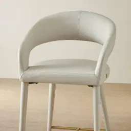 Moulin Glacier Grey Vegan Leather 66cm Counter Stool - Champagne Gold Legs