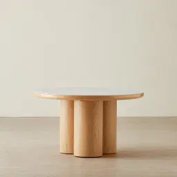 Terzetto Kids White Sintered Stone Play Table - Light Oak Veneer Legs