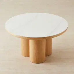 Terzetto Kids White Sintered Stone Play Table - Light Oak Veneer Legs