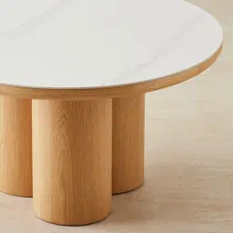 Terzetto Kids White Sintered Stone Play Table - Light Oak Veneer Legs