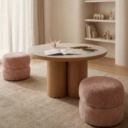 Terzetto Kids White Sintered Stone Play Table - Light Oak Veneer Legs