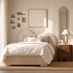 Terzetto Kids Light Oak Veneer Bedside Table with White Sintered Stone Top
