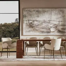 Ophelia Smoky Walnut Veneer Curved Dining Table