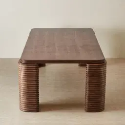 Ophelia Smoky Walnut Veneer Curved Dining Table