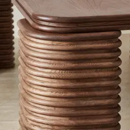 Ophelia Smoky Walnut Veneer Curved Dining Table